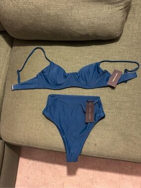 Blue Underwire Bikini Set - Women Swim